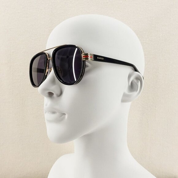 Gucci GG0447 Pilot Sunglasses Black Gray OS - Picture 12 of 15